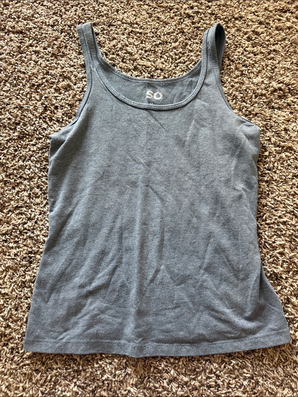 SO Charcoal Ribbed Scoop Tank